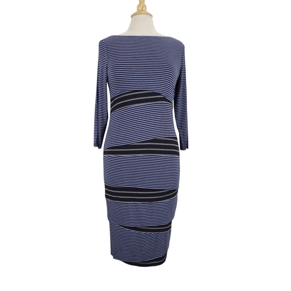 NWT Anthropologie Bailey 44 Beryl Bandage Dress XL Blue‎ Striped Jersey Layered - Picture 3 of 16
